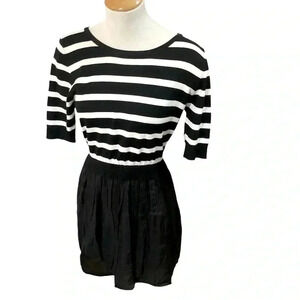 Naranka mini dress 3/4 sleeve stripe sexy lined back zip